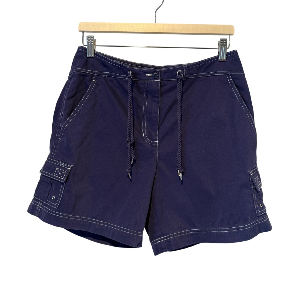 Lauren Ralph Lauren Navy Blue Cargo Shorts Rope Drawstring‎ Size 8